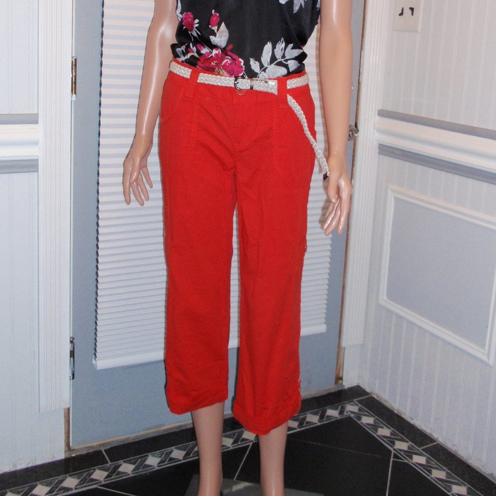 Apt. 9  orange/red Capri's size 32" 6 with a tan sparkle belt.
